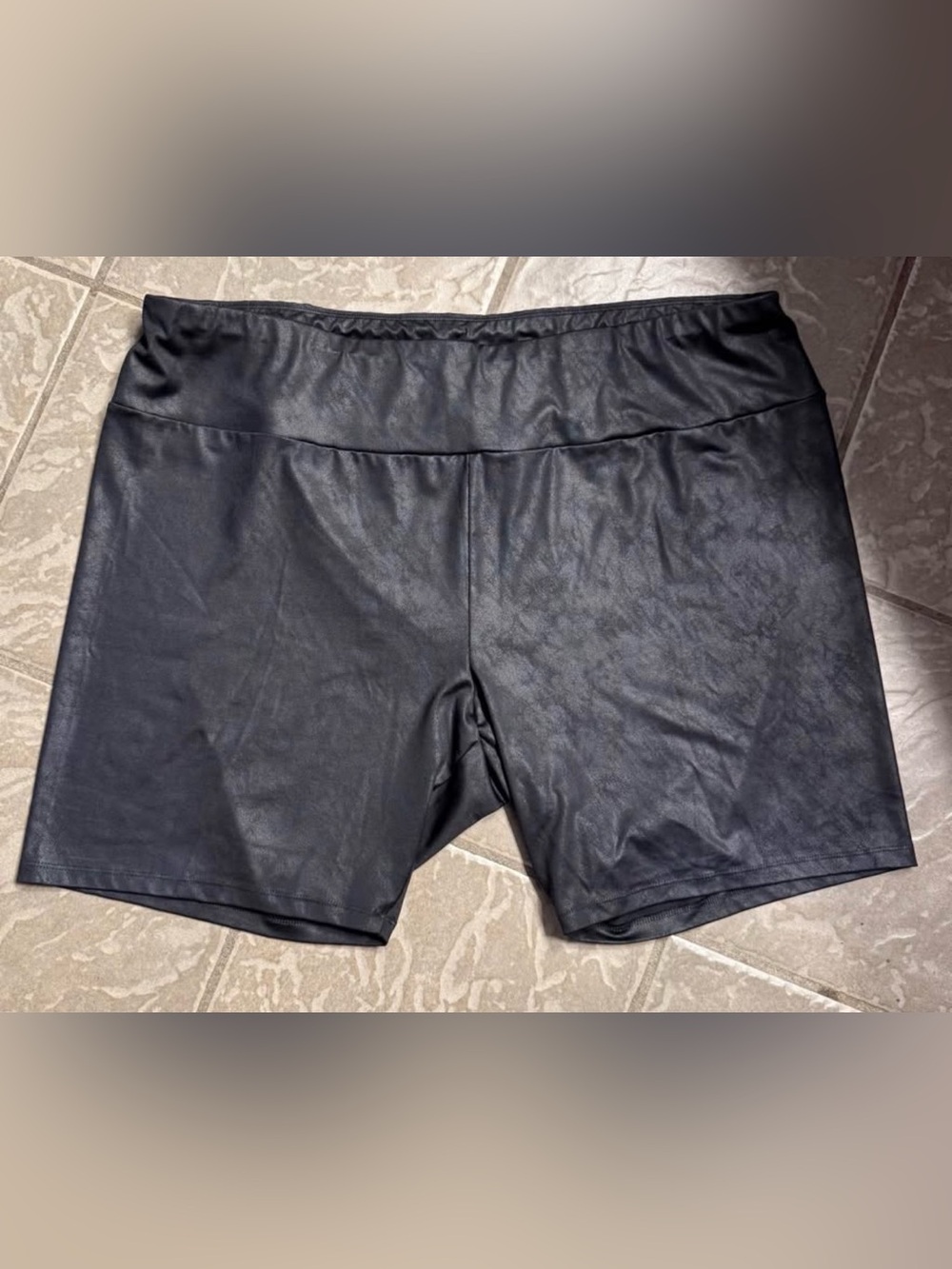 Ava & Viv Black Faux-Leather Bike Shorts 3x